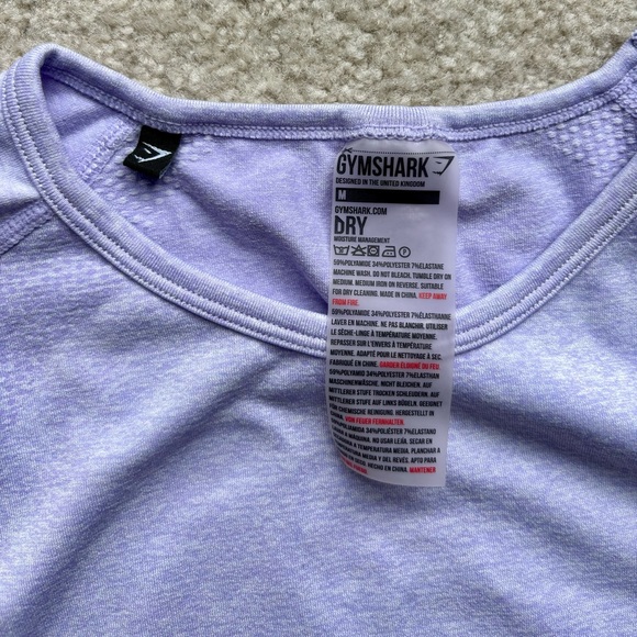 GYMSHARK VITAL SEAMLESS 2.0 LONG SLEEVE CROP TOP Lavendar size M - Picture 3 of 4